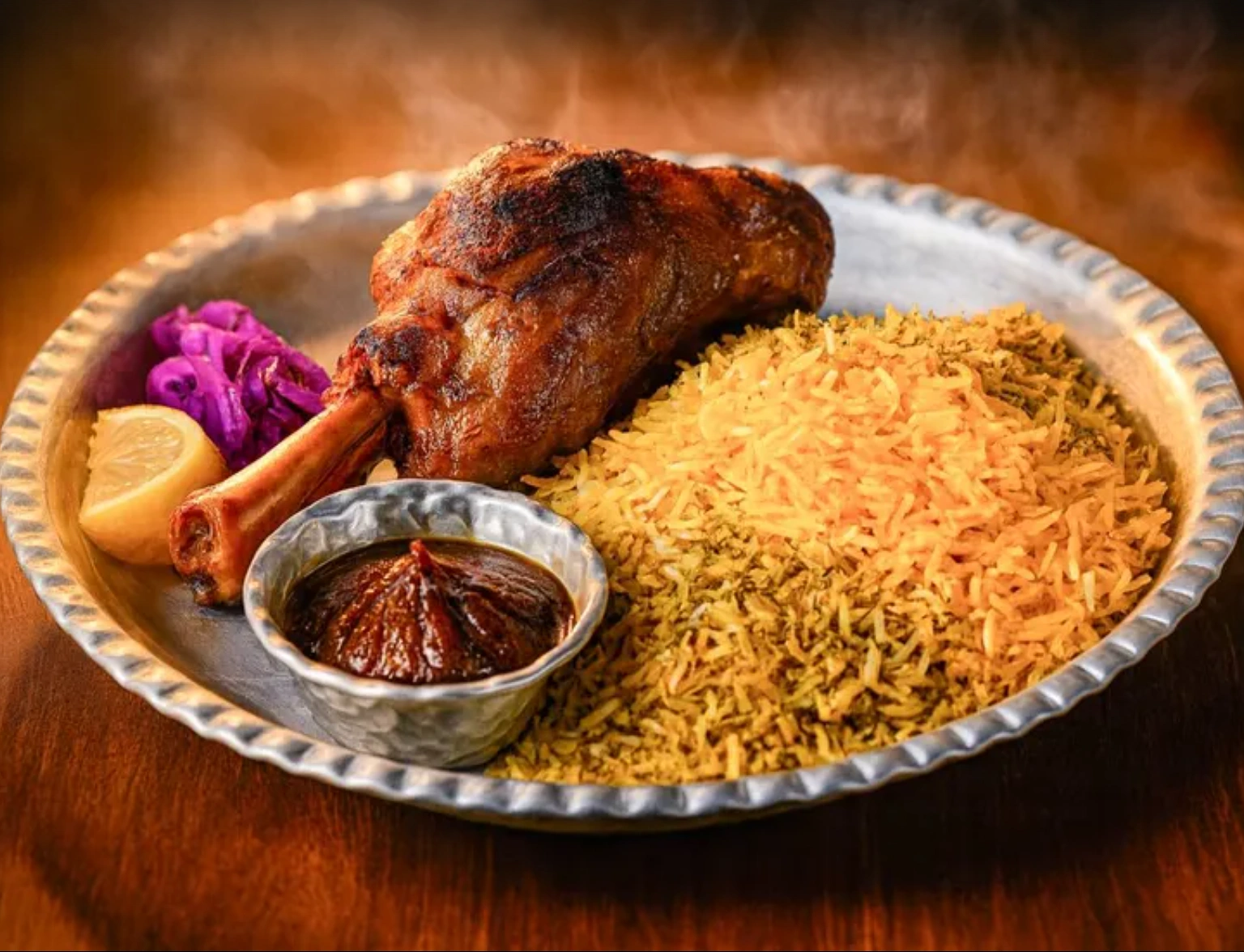 Baghali polo with lamb shank